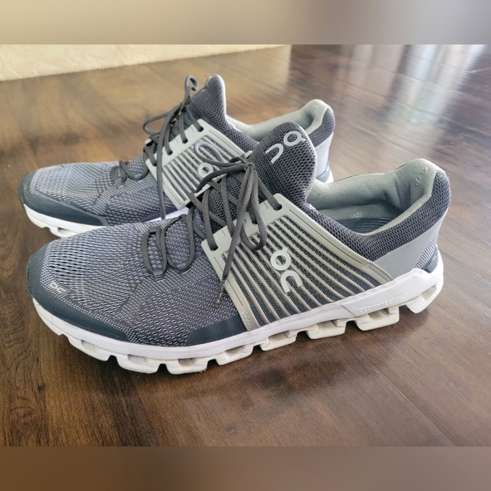 On Running Men's Gray and White Cloudstride Athletic Shoes